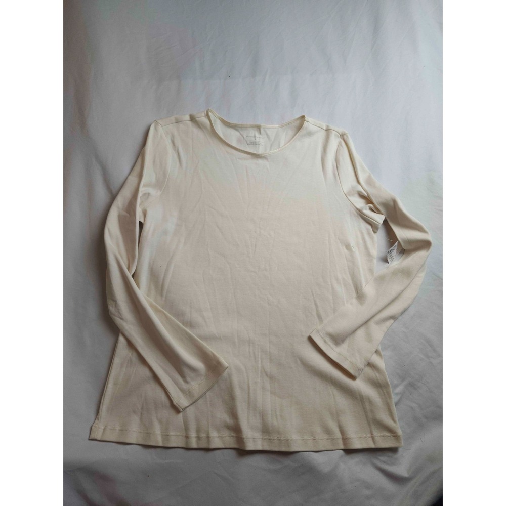 Christopher Banks Shirt Womens Large Cream Knit Casual Minimal Outdoor Crew Neck